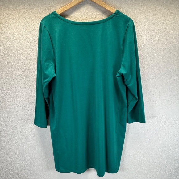 J Jill Luxe Supima A Line Tunic Top Womens L Green Meadow Soft Spring Color NEW - Picture 9 of 16